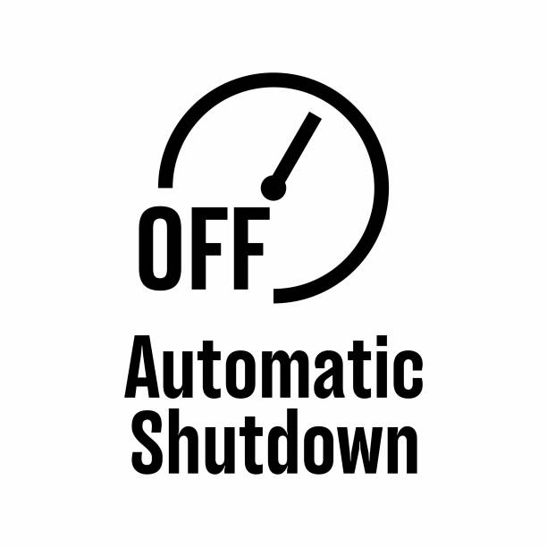 automatic shutdown vector information sign - government shutdown stock illustrations