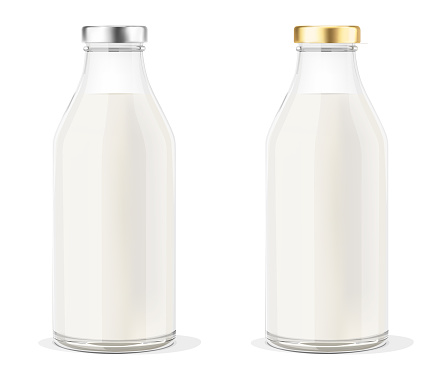 Two Pure 3D Milk Bottles. Vector Illustration.