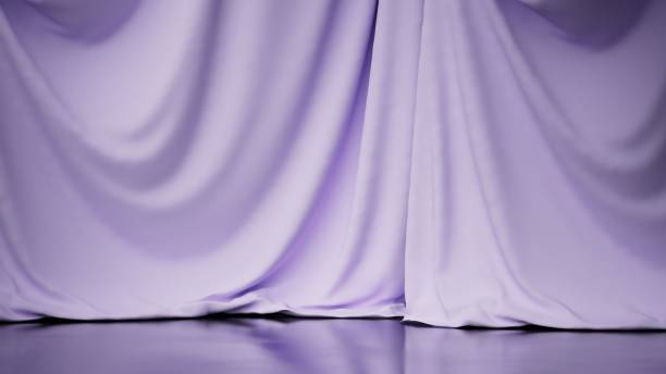 istock 3d mock-up with curtain. Background in lavender colors. Modern platform for product or cosmetics presentation. 1406066739