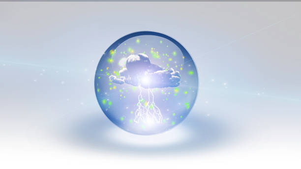 istock Storm cloud in glass ball 1406066979