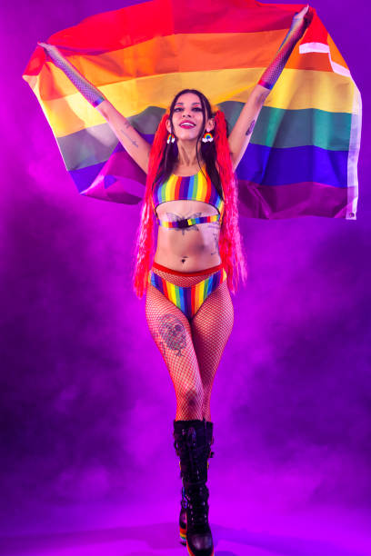 istock Young woman with lgbt flag 1406076033
