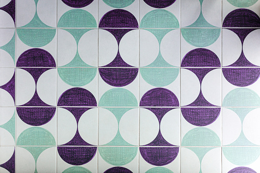 Color pattern with purple and green tile. Above