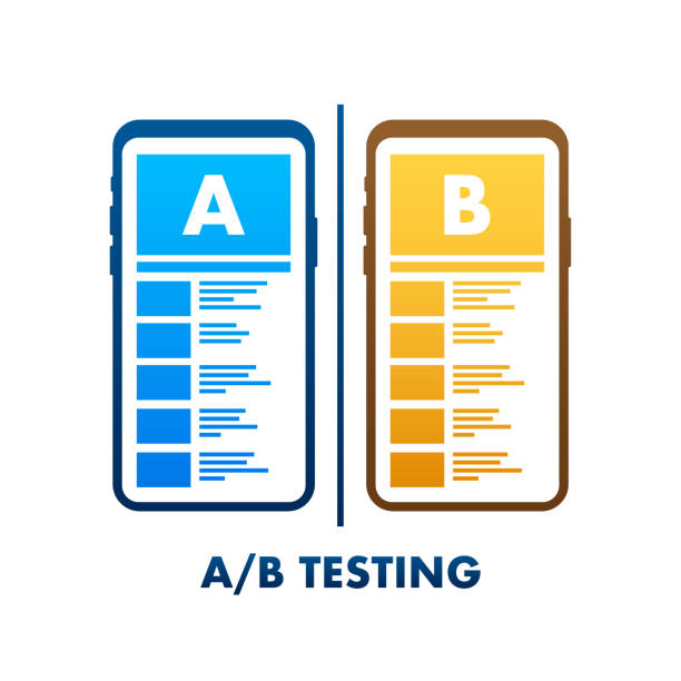AB testing, split test. Bug Fixing, User Feedback. Homepage landing page template. Vector stock illustration. AB testing, split test. Bug Fixing, User Feedback. Homepage landing page template. Vector stock illustration matrix color chart stock illustrations