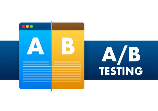 AB testing, split test. Bug Fixing, User Feedback. Homepage landing page template. Vector stock illustration. AB testing, split test. Bug Fixing, User Feedback. Homepage landing page template. Vector stock illustration matrix color chart stock illustrations