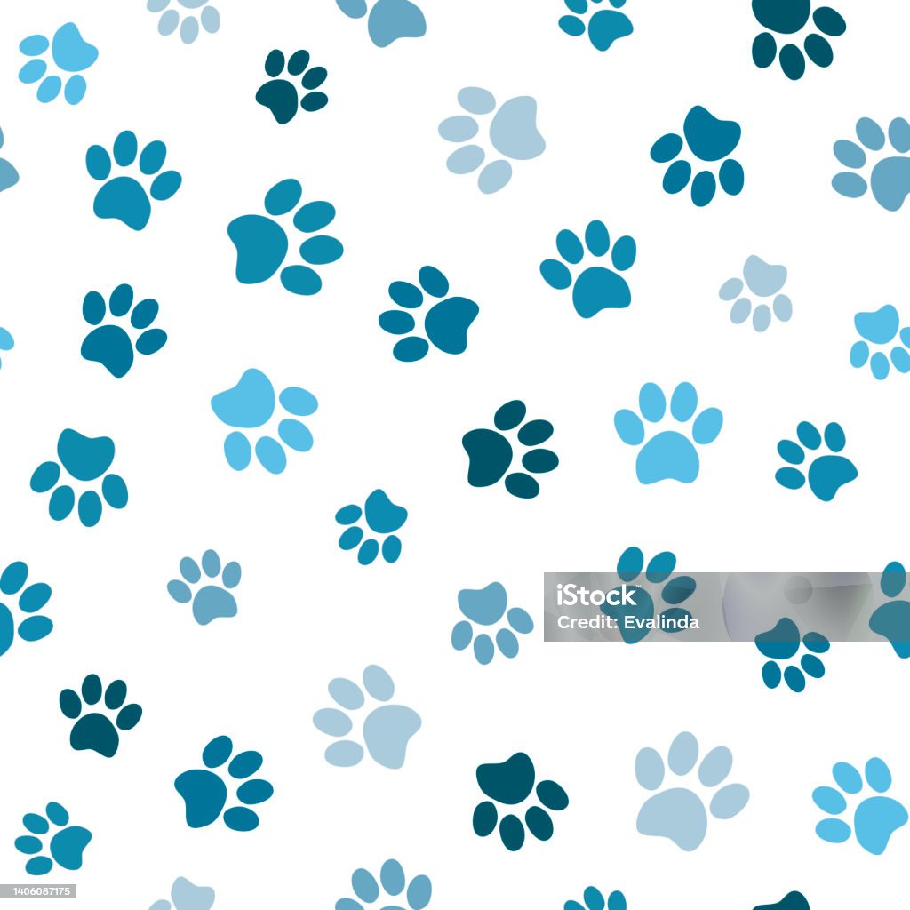 Pet Foot Pattern Seamless Pet Paw Pattern Cat Or Dog Footprint On White Background ...