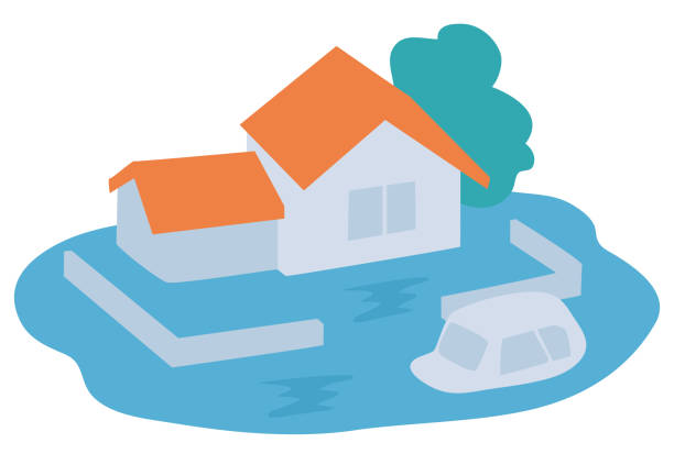 istock Illustration of a flooded house 1406088886