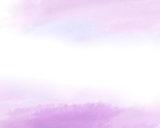 istock Watercolor background with abstract light lilac, pink and blue spots, raw textured paper for scrapbooking, vintage card, templates. Abstract illustration of sky and clauds 1406088946