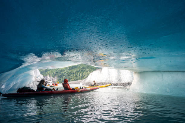 Kayakking among whales in Icy Strait Point, Hoonah, Alaska, USA