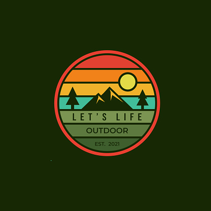 mountain clip outdoor adventure logo sticker icon symbol template vector illustration design print t-shirt