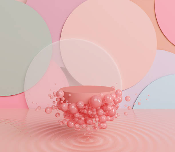 istock platform pink bubbles foam style deco pastel ripple stand product cute fresh concept circle background. 1406095070
