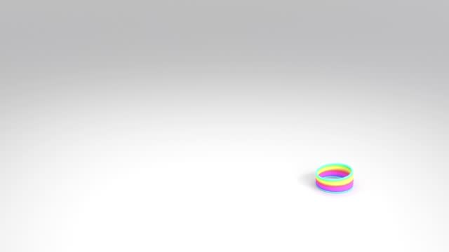 satisfying toy with rainbow colored spiral springs stretching on a white background. 3d rendering