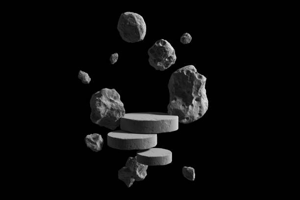 istock abstract display podium rock stone asteroid float outer space galaxy product stand cosmetic. 1406095745