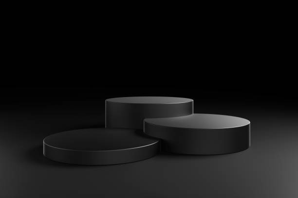 istock shadow podium stand product display black commercial advertisement lighting stage dark shine black white 3 step stair concept. 1406095790