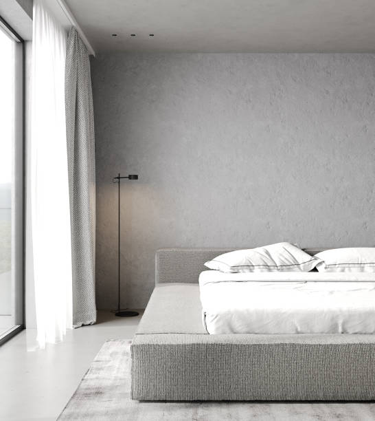 istock Stylish bedroom mockup, home interior design, 3D render 1406096807
