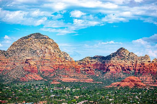 Picturesque mountains in Sedona, Arizona. The artist carefully crafted this beautiful scene, capturing the majesty and grandeur of this unique landscape.