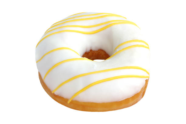 istock white donut with yellow stripes isolated on white background 1406107132