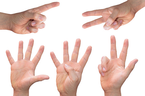 human hands clapping on blue background