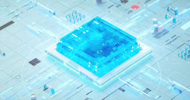 istock 3D rendering of cyberpunk AI. Circuit board. Technology background. Central Computer Processors CPU and GPU concept. Motherboard digital chip. Tech science background. 1406113686