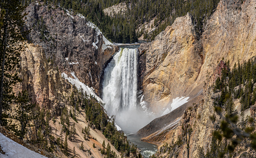 The most famous hot spring in the World, Grand Prismatic Spring, viewed from the fairy falls trail in Yellowstone National Park