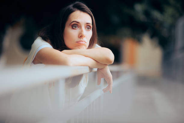 Unhappy lonely girl having a bad time coping with depression