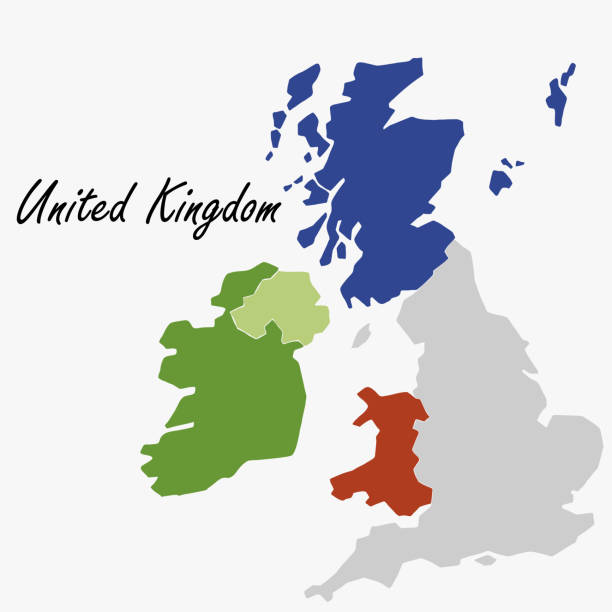 рисование карты великобритании от руки. - kingdom stock illustrations