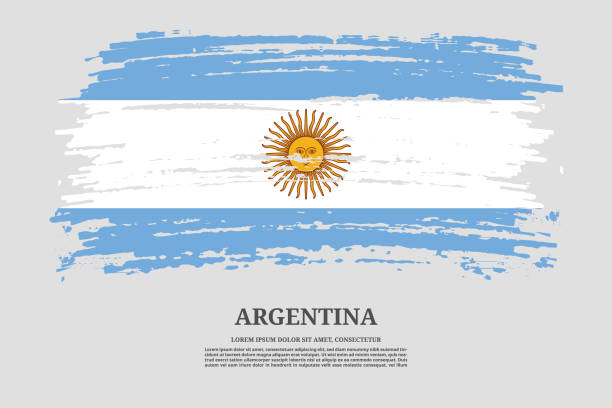 브러시 스트로크 효과와 정보 텍스트 포스터, 벡터와 아르헨티나 국기 - photographic effects south america buenos aires argentina stock illustrations