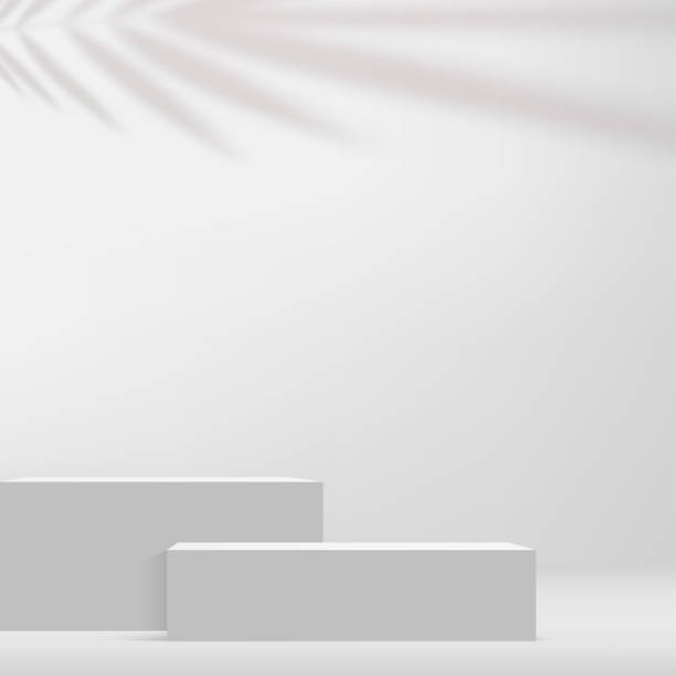weißes podium im weißen hintergrund zur produktpräsentation. vektor - podium pedestal construction platform award stock-grafiken, -clipart, -cartoons und -symbole