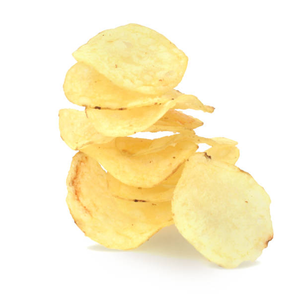 istock Potato chips salted isolated on white 1406127120