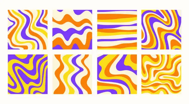 Vector illustration of Abstract set square backgrounds with colorful waves.