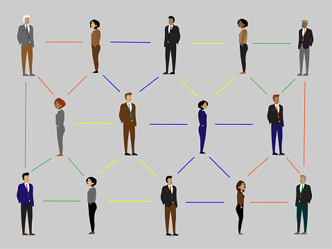 Business people and lines representing connections between them.