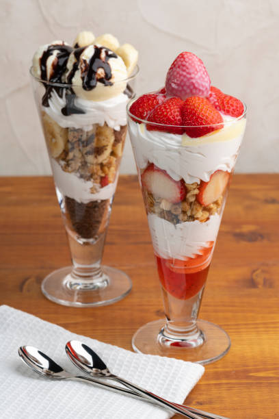 Strawberry parfait and chocolate parfait