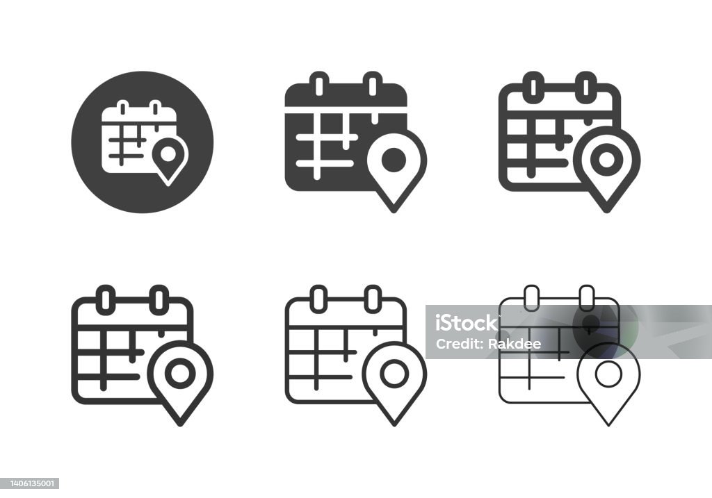 Gps Calendar Icons Multi Series Stock Illustration Download Image Now