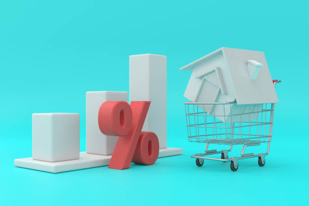 istock House price. Interest Rate. Banner design. 3D rendering. 1406141406