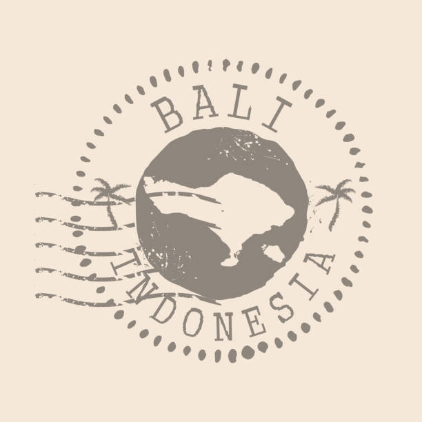 ilustraciones, imágenes clip art, dibujos animados e iconos de stock de sello postal de bali. mapa silhouette sello de goma.  diseño retro travel. sello de map bali grunge para tu diseño. indonesia. eps10 - rubber stamp mail passport travel