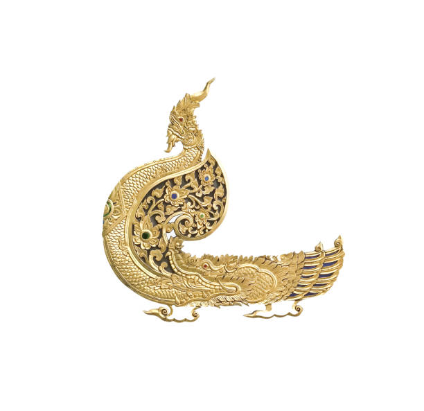 istock Gold yellow serpent king statue (naga) isolated on white background ,clipping path 1406143421