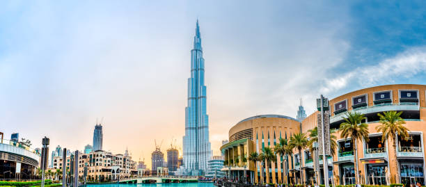 Burj Khalifa Famous Place to visit in Dubai Downtown, Dubai, U.A.E, 3/16/2018, World tallest Building Burj khalifa world largest shopping mall Dubai Mall  Water Fountain, famous Travel tourist place in Middle East dubai mall stock pictures, royalty-free photos & images