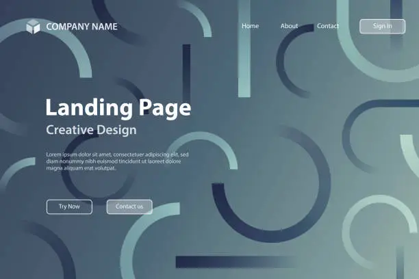 Vector illustration of Landing page Template - Abstract design with geometric shapes - Trendy Gray Gradient