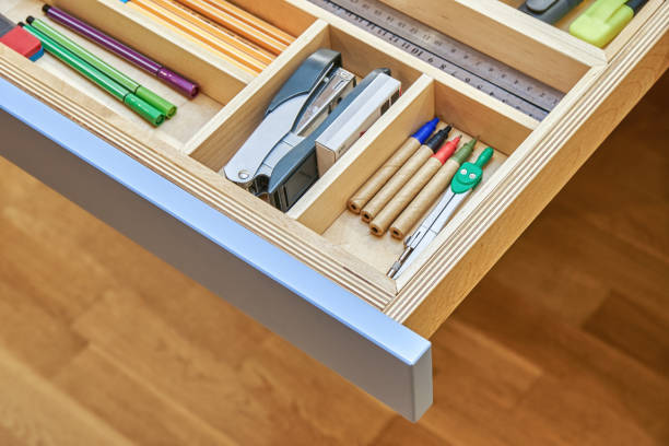 istock Table for children with multi-colored drawers for stationery 1406147340