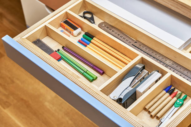 istock Table for children with multi-colored drawers for stationery 1406147544