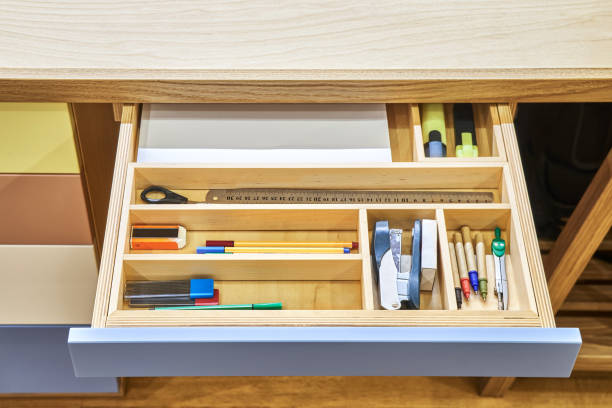 istock Table for children with multi-colored drawers for stationery 1406147610