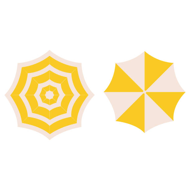 пляжный зонт, вид сверху. плоская векторная иллюстрация - beach umbrella stock illustrations