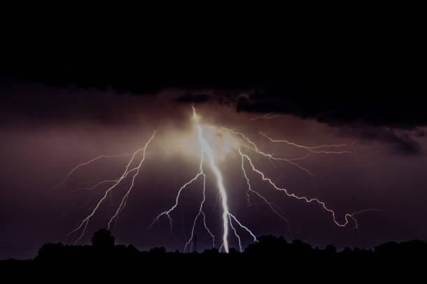 istock Cloud to ground lightning with copy space in the cloud 1406152647