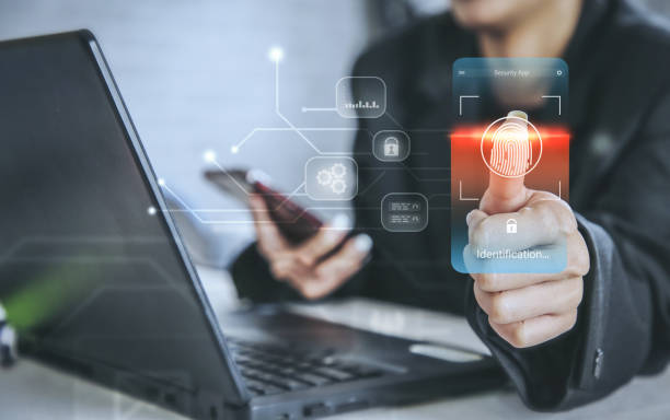 istock Fingerprint scan provides security access with biometrics identification. Internet Online Concept. 1406154374