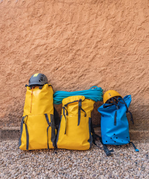 istock Canyoning material leaning against the wall. Vertical photography with copy space. 1406155354