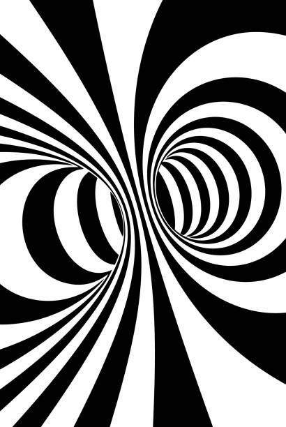 흑백 선 착시 추상 배경 - illusion spiral black white stock illustrations