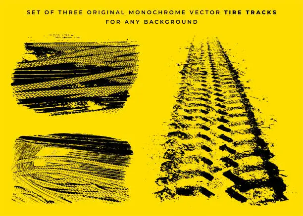 Vector illustration of Set of original tire tracks for any background