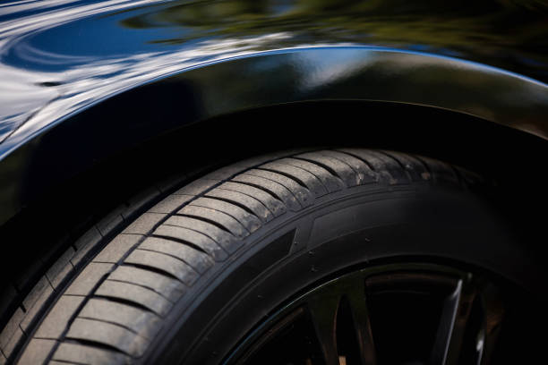 Car summer tire close up. stock photo