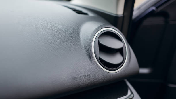 Close up of air vent in car. stock photo