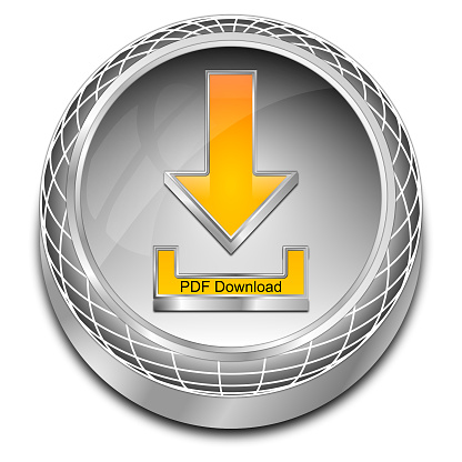 PDF Download button silver orange - 3D illustration