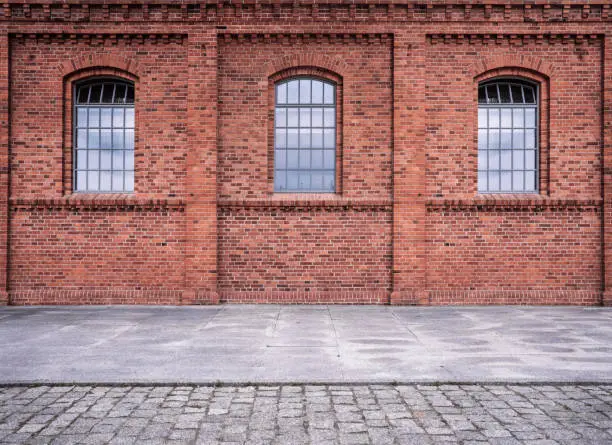 Old, empty industrial building background with copy space